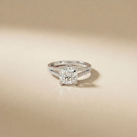 2.90CTW Cushion Lab Grown Diamond Two Row Split Shank Ring White