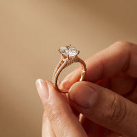 2.90CTW Oval Lab Grown Diamond Twin Shank Ring Rose Gold