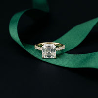 3.70CTW Asscher Cut Lab Grown Diamond Luxe Pavé Engagement Ring Gold