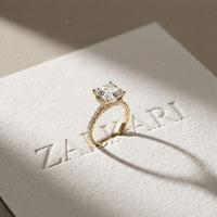 3.70CTW Asscher Cut Lab Grown Diamond Luxe Pavé Engagement Ring Gold