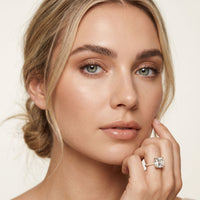 3.70CTW Asscher Cut Lab Grown Diamond Luxe Pavé Engagement Ring Gold