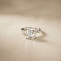 3.70CTW Asscher Cut Lab Grown Diamond Luxe Pavé Engagement Ring White