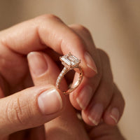3.70 CTW Emerald Cut Lab Grown Diamond Luxe Pave Engagement Ring Rose Gold