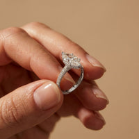 3.20 CTW Marquise Lab Grown Diamond Starlume Pave Ring White