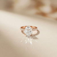 3.15 CTW Oval Lab Grown Diamond Radiant Pave Engagement Ring Rose Gold