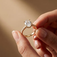 3.15 CTW Oval Lab Grown Diamond Radiant Pave Engagement Ring Gold