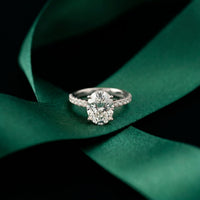 3.15 CTW Oval Lab Grown Diamond Radiant Pave Engagement Ring White