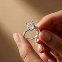 3.15 CTW Oval Lab Grown Diamond Radiant Pave Engagement Ring White