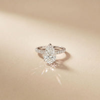 3.20 CTW Pear Lab Grown Diamond Luminar Pave Ring White