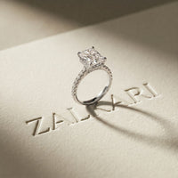 3.15CTW Radiant Cut Lab Grown Diamond Velvet Pave Engagement Ring White