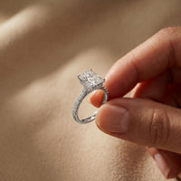 3.15CTW Radiant Cut Lab Grown Diamond Velvet Pave Engagement Ring White