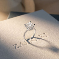 4.60CTW Asscher Cut Lab Grown Diamond Soleil PavE Engagement Ring White