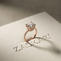 4.60CTW Cushion Lab Grown Diamond Aureline Pave Ring Rose Gold