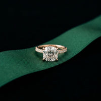4.60CTW Cushion Lab Grown Diamond Aureline Pave Ring Rose Gold