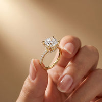 4.60CTW Cushion Lab Grown Diamond Aureline Pave Ring Gold