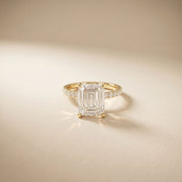4.60CTW Emerald Lab Grown Diamond Velmora Pave Ring Gold