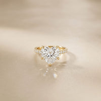 4.50CTW Heart Cut Lab Grown Diamond Rosavelle Pave Ring Gold