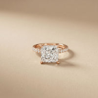 4.60CTW Princess Cut Lab Grown Diamond Seravelle Ring Rose Gold