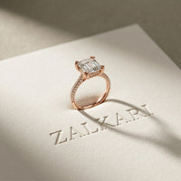 4.60CTW Asscher Lab Grown Diamond Lumiere Ring For Her Rose Gold