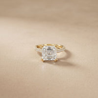 4.60CTW Asscher Lab Grown Diamond Lumiere Ring For Her Gold