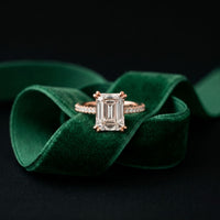 4.60CTW Emerald Lab Grown Diamond Velmira Ring For Girls Rose Gold
