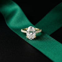 4.60CTW Oval Lab Grown Diamond Rosavelle Ring For Women Gold