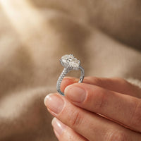 4.60CTW Pear Cut Lab Grown Diamond Serelisse Pavé Engagement Ring White