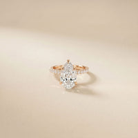 4.60CTW Pear Cut Lab Grown Diamond Evantelle Pavé Engagement Ring Rose Gold