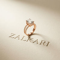 3.40CTW Emerald Cut Split Shank Pavé Lab Grown Diamond Engagement Ring For Women Rose Gold