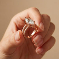 3.45CTW Marquise Cut Open Split Shank Lab Grown Diamond Engagement Ring For Women Rose Gold