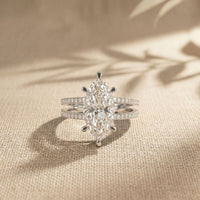 3.45CTW Marquise Cut Open Split Shank Lab Grown Diamond Engagement Ring For Women White