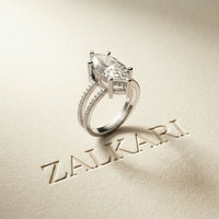 3.45CTW Marquise Cut Open Split Shank Lab Grown Diamond Engagement Ring For Women White