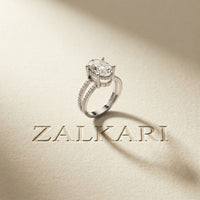 3.45CTW Oval Cut Elegant Double Row Lab Grown Diamond Engagement Ring For Women White