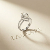 3.40CTW Pear Cut Floating Split Shank Lab Grown Diamond Engagement Ring For Women White