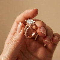 3.40CTW Radiant Cut Refined Split Shank Lab Grown Diamond Engagement Ring For Women Rose Gold