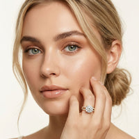 3.45CTW Round Cut Luxe Double Shank Lab Grown Diamond Engagement Ring For Women Gold