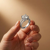 3.45CTW Round Cut Luxe Double Shank Lab Grown Diamond Engagement Ring For Women White