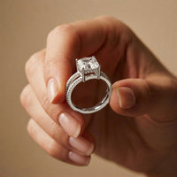 3.40CTW Asscher Cut Sculpted Split Shank Lab Grown Diamond Engagement Ring For Women White