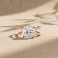 4CTW Round Cut Twisted Split Shank Lab Grown Diamond Engagement Ring For Women Rose Gold