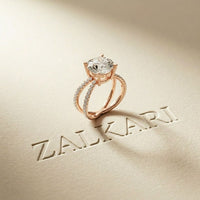 4CTW Round Cut Twisted Split Shank Lab Grown Diamond Engagement Ring For Women Rose Gold