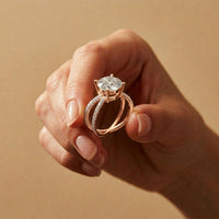 4CTW Round Cut Twisted Split Shank Lab Grown Diamond Engagement Ring For Women Rose Gold
