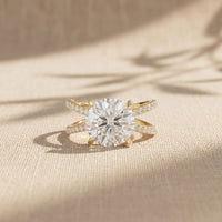 4CTW Round Cut Twisted Split Shank Lab Grown Diamond Engagement Ring For Women Gold