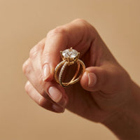 4CTW Round Cut Twisted Split Shank Lab Grown Diamond Engagement Ring For Women Gold