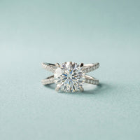 4CTW Round Cut Twisted Split Shank Lab Grown Diamond Engagement Ring For Women White