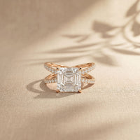 4CTW Asscher Cut Twisted Crossover Lab Grown Diamond Engagement Ring For Women Rose Gold