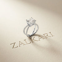 4CTW Asscher Cut Twisted Crossover Lab Grown Diamond Engagement Ring For Women White