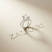 4CTW Emerald Cut Interwoven Band Lab Grown Diamond Engagement Ring For Women White