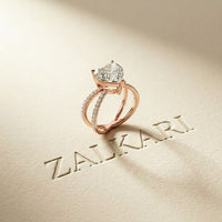 4CTW Heart Cut Contemporary Crossover Lab Grown Diamond Engagement Ring For Women Rose Gold