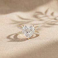 4CTW Heart Cut Contemporary Crossover Lab Grown Diamond Engagement Ring For Women Gold