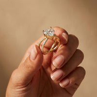 4CTW Heart Cut Contemporary Crossover Lab Grown Diamond Engagement Ring For Women Gold